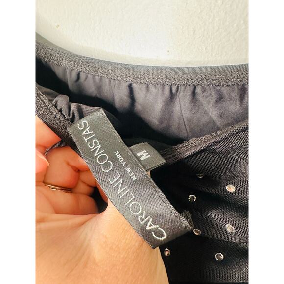 Caroline Constas Black Crystal-Embellished Ruched Mesh Aria Maxi Dress Size M - Picture 11 of 12